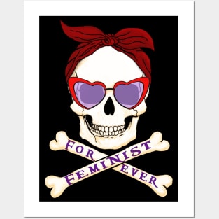 Feminist skull with handkerchief and glasses Posters and Art